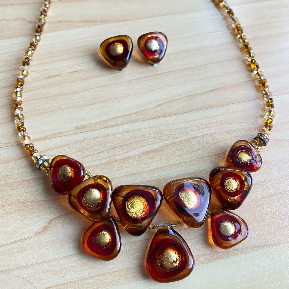 Antica Murrina Venezia Glass Necklace and Clip-on Earrings